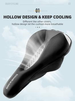 Preview: ROCKBROS | Gel Sattelbezug für Fahrradsattel – Universeller Sattelüberzug mit Regenschutz, Komfortables Gelpolster für MTB und Rennräder